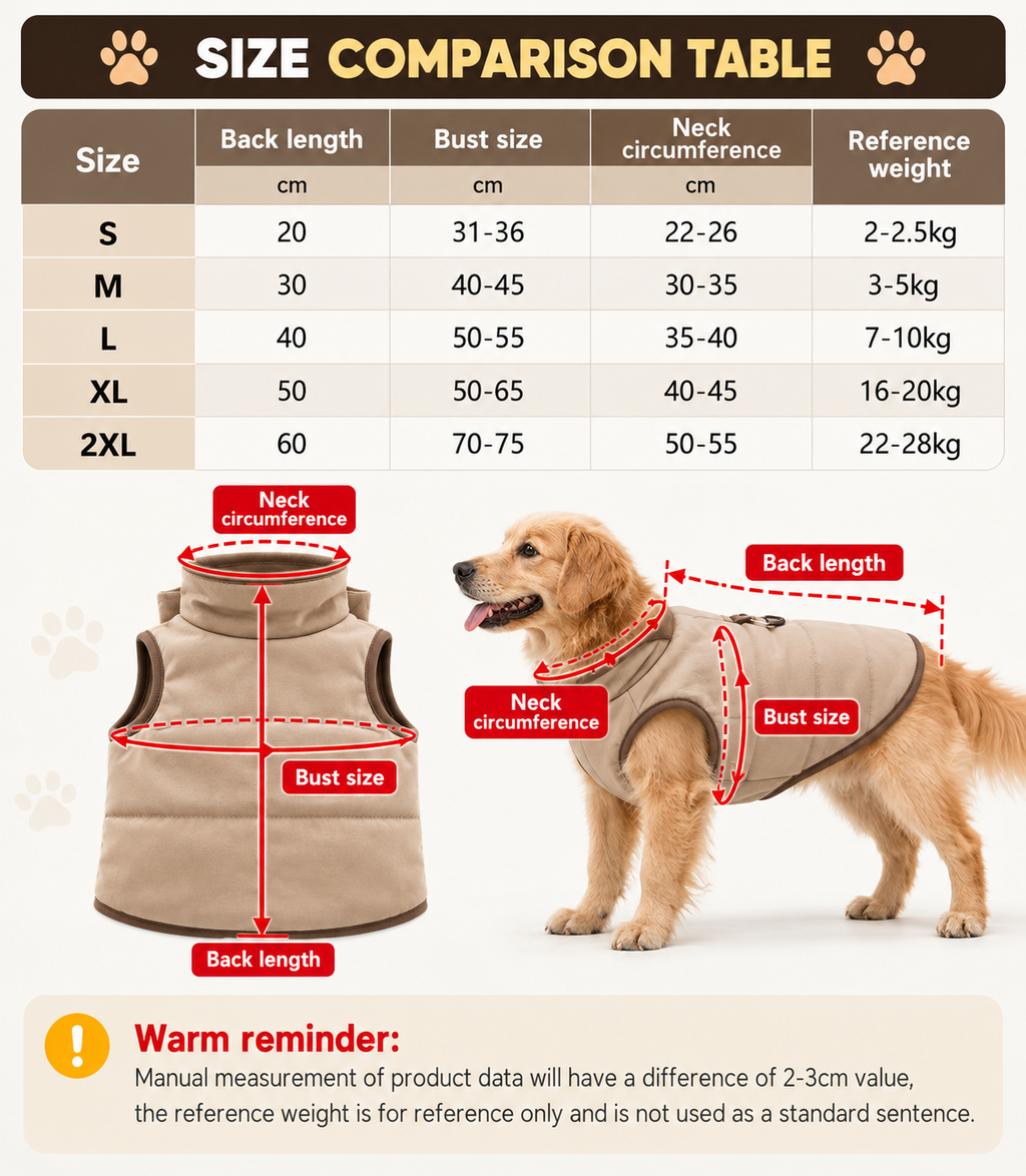 CozyPaws™ Winter Puffer Vest for Dogs