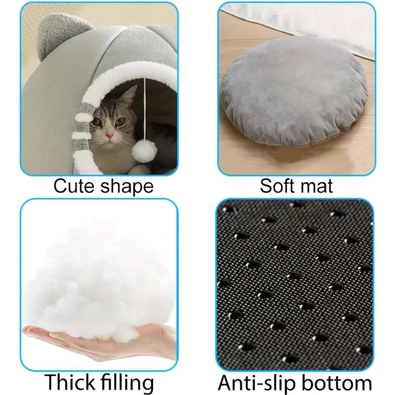 DreamCave™ Cozy Cat Cave Bed – Soft Deep-Sleep Nest