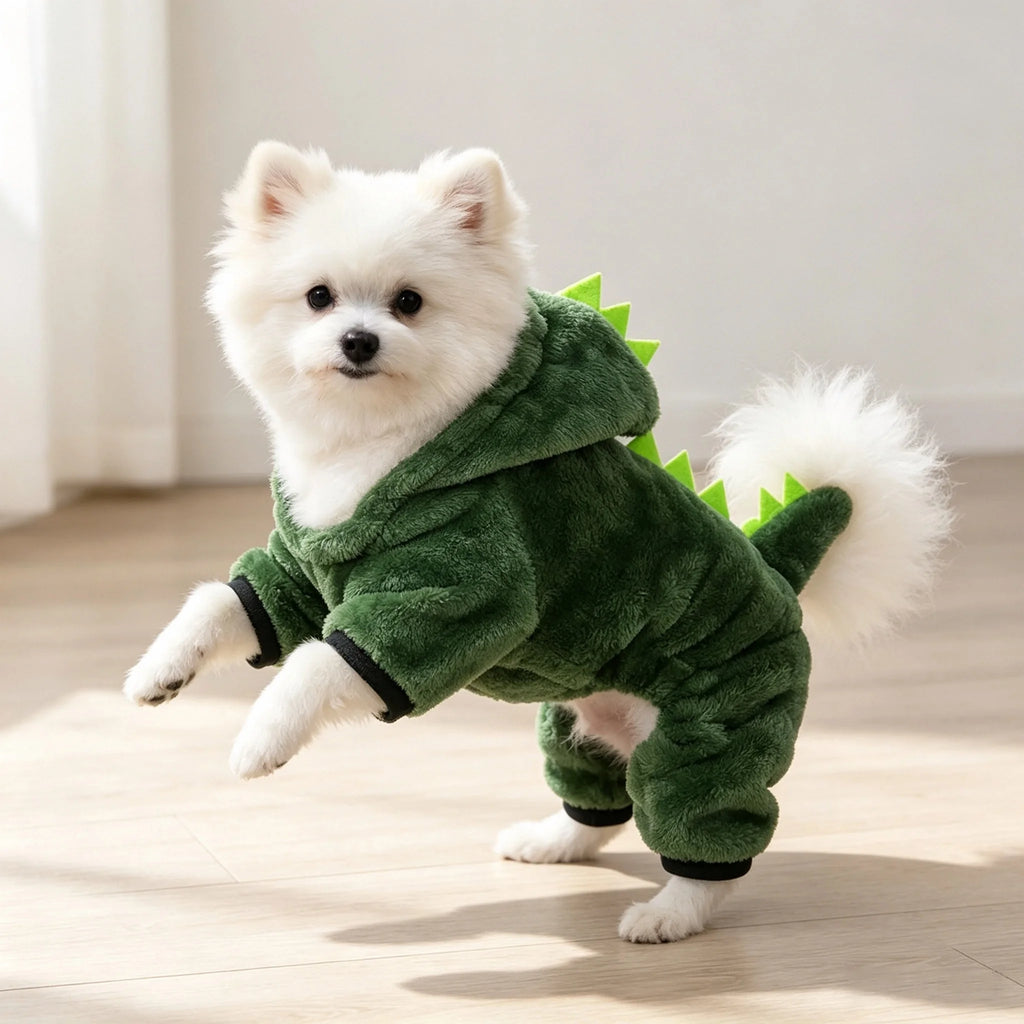 Cozy Dinosaur Fleece Hoodie for Dogs & Cats 🦖