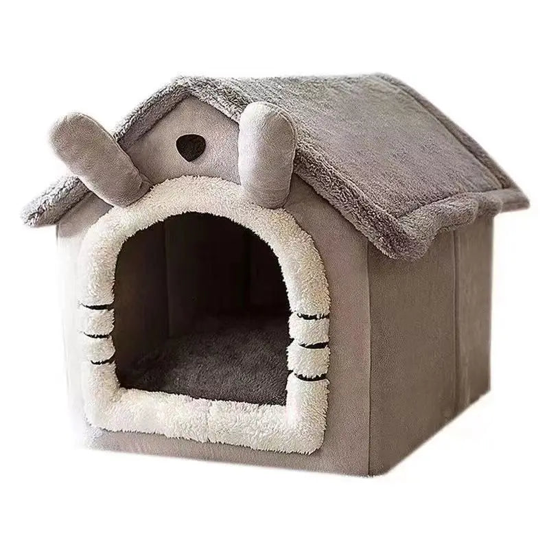 TeddyHaven™ Cozy House Pet Bed – Removable & Washable