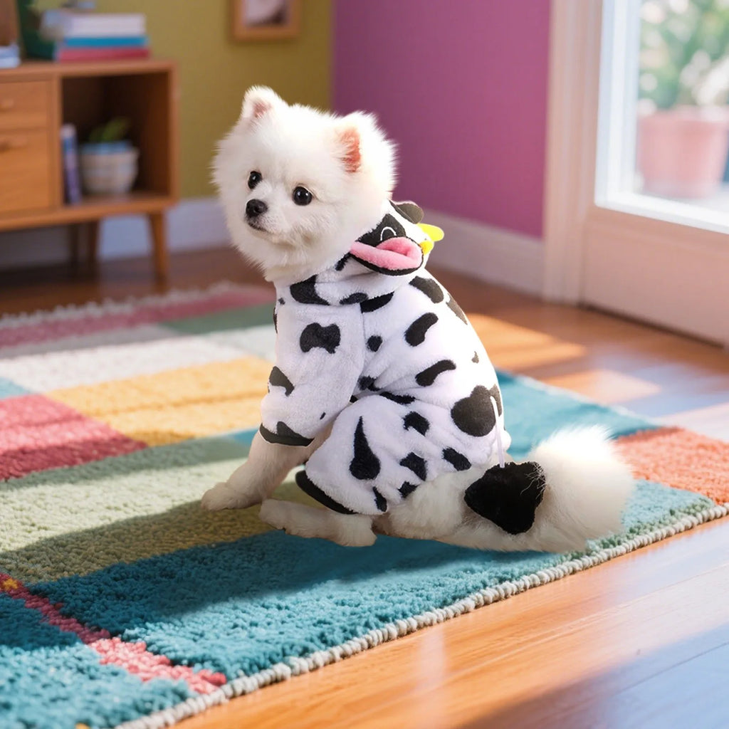 MooPaws™ Cozy Cow Dog Costume – Plush Hooded Outfit