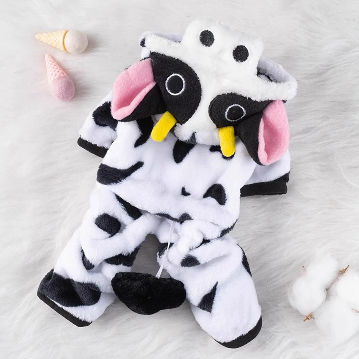 MooPaws™ Cozy Cow Dog Costume – Plush Hooded Outfit
