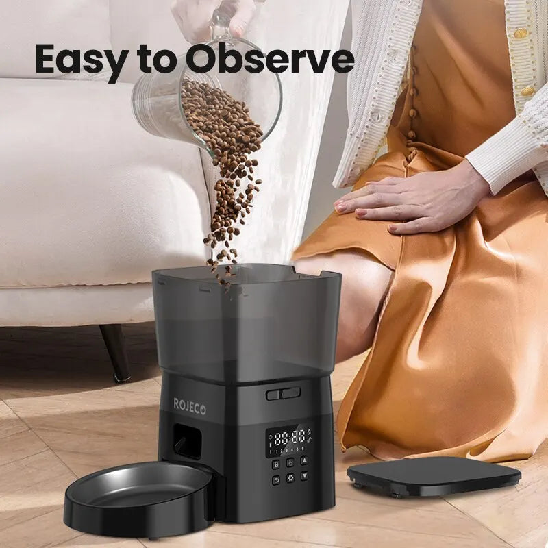 ROJECO Smart Automatic Pet Feeder – Dry Food Dispenser for Cats & Dogs
