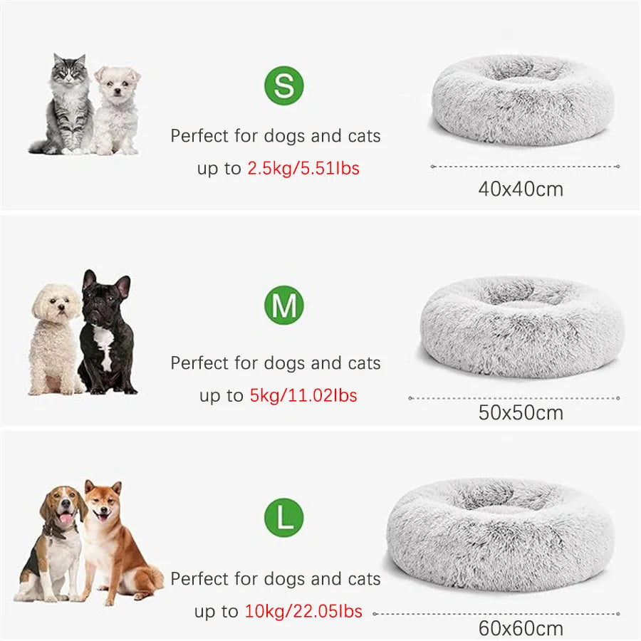 CloudDonut™ Plush Round Pet Bed – Soft Faux Fur Lounger