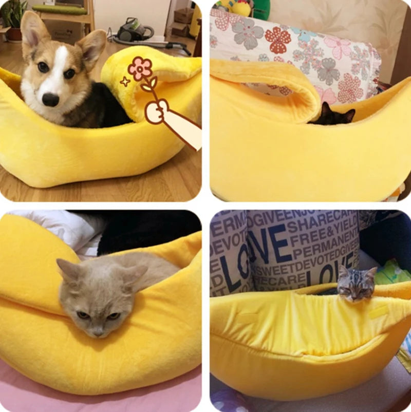 BananaNest™ Cozy Banana Pet Bed – Warm Hideaway for Cats & Dogs