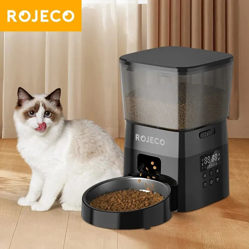 ROJECO Smart Automatic Pet Feeder – Dry Food Dispenser for Cats & Dogs