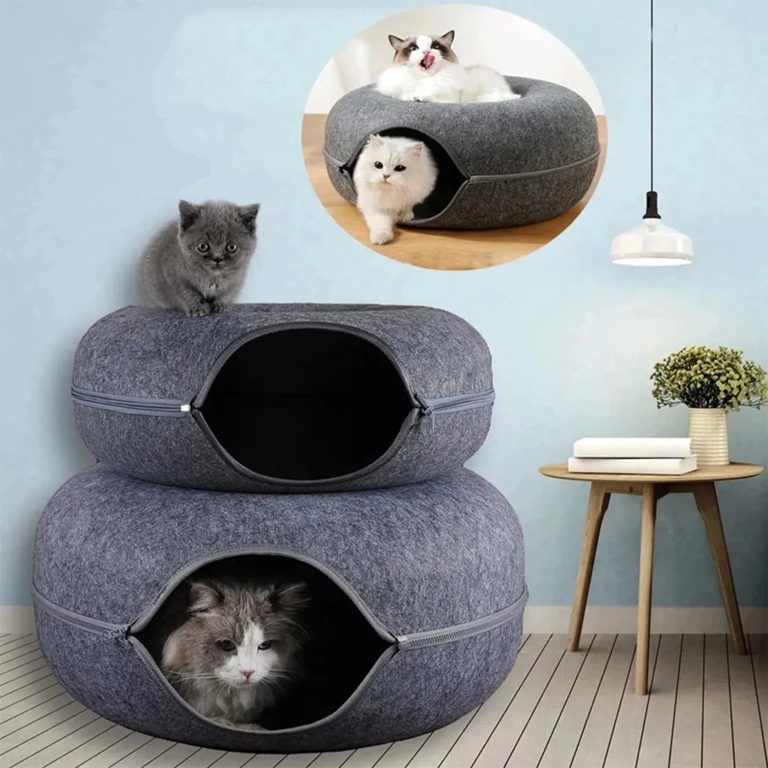PurrTunnel™ Interactive Donut Cat Bed & Play Tunnel