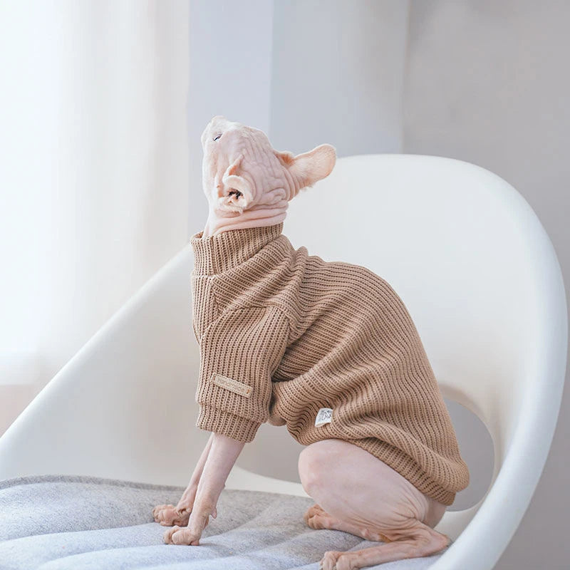 SphynxSoft™ Warm Stretch Cotton Cat Sweater