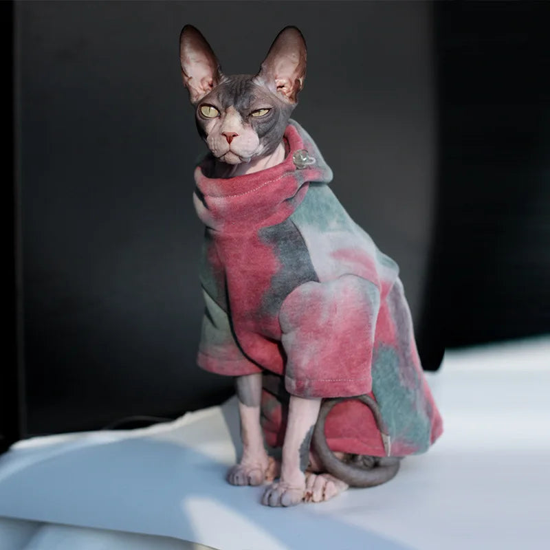 DUOMASUMI Cozy Fleece-Lined Cat Hoodie – Warm Sphynx Jacket
