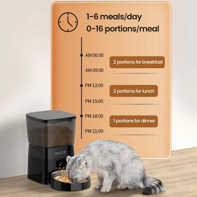 ROJECO Smart Automatic Pet Feeder – Dry Food Dispenser for Cats & Dogs