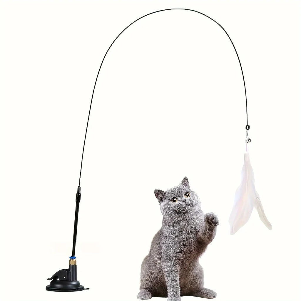 PurrPlay™ Interactive Feather Wand – Suction Cup Cat Teaser