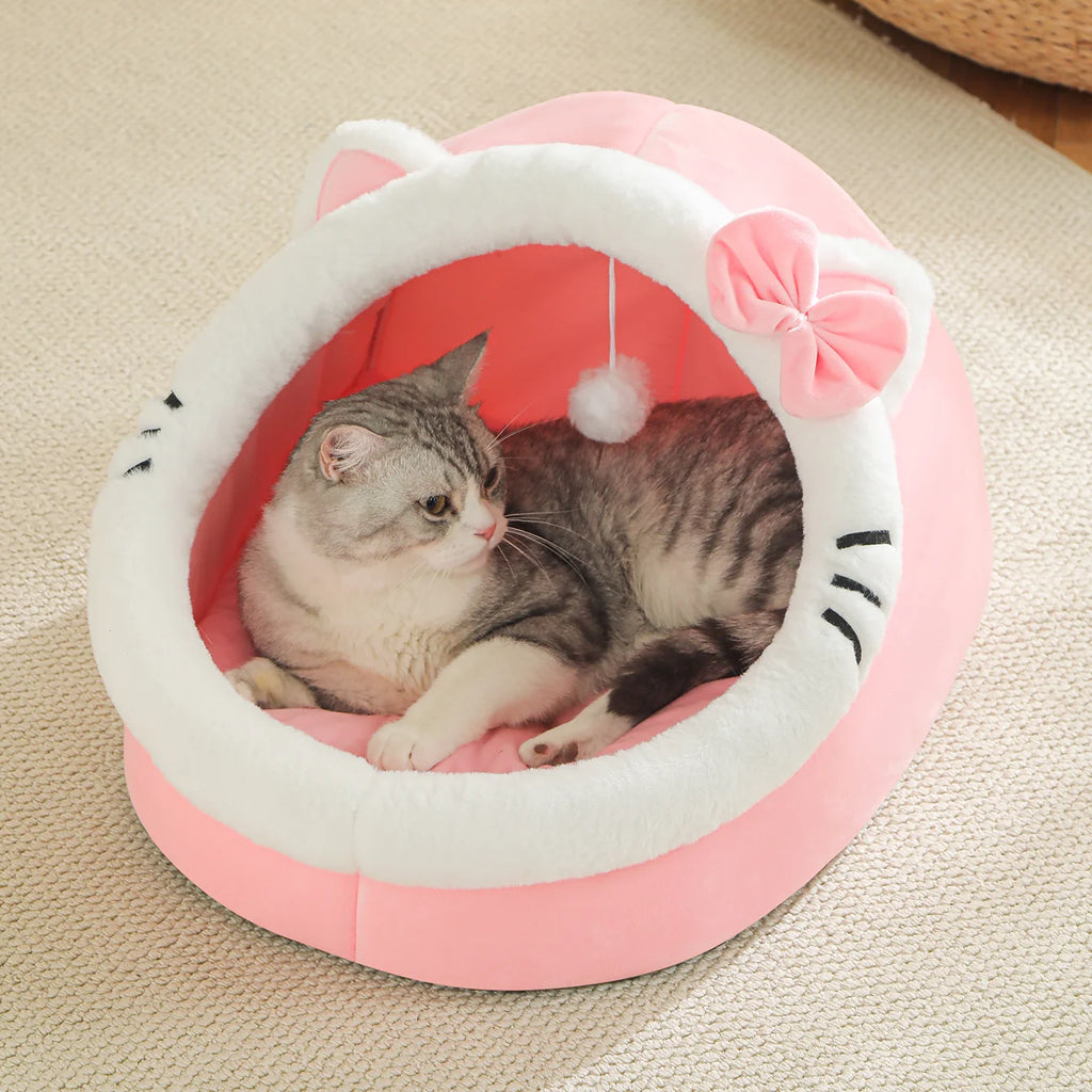 PurrNest™ Cozy Cat House Bed – Soft & Warm Cave