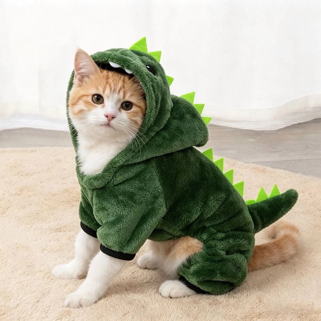 Cozy Dinosaur Fleece Hoodie for Dogs & Cats 🦖
