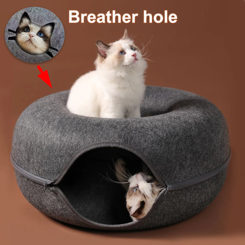 PurrTunnel™ Interactive Donut Cat Bed & Play Tunnel