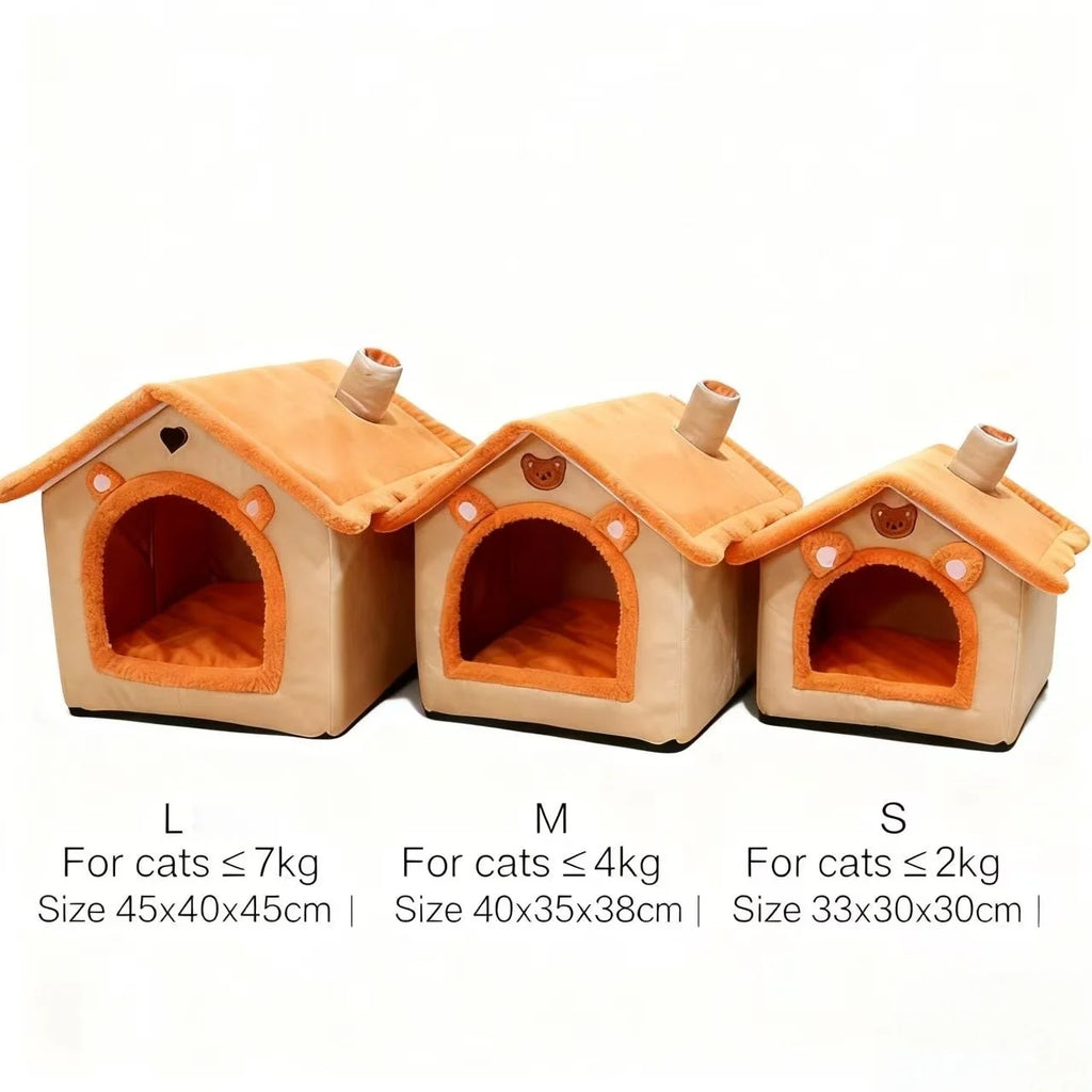 TeddyHaven™ Cozy House Pet Bed – Removable & Washable