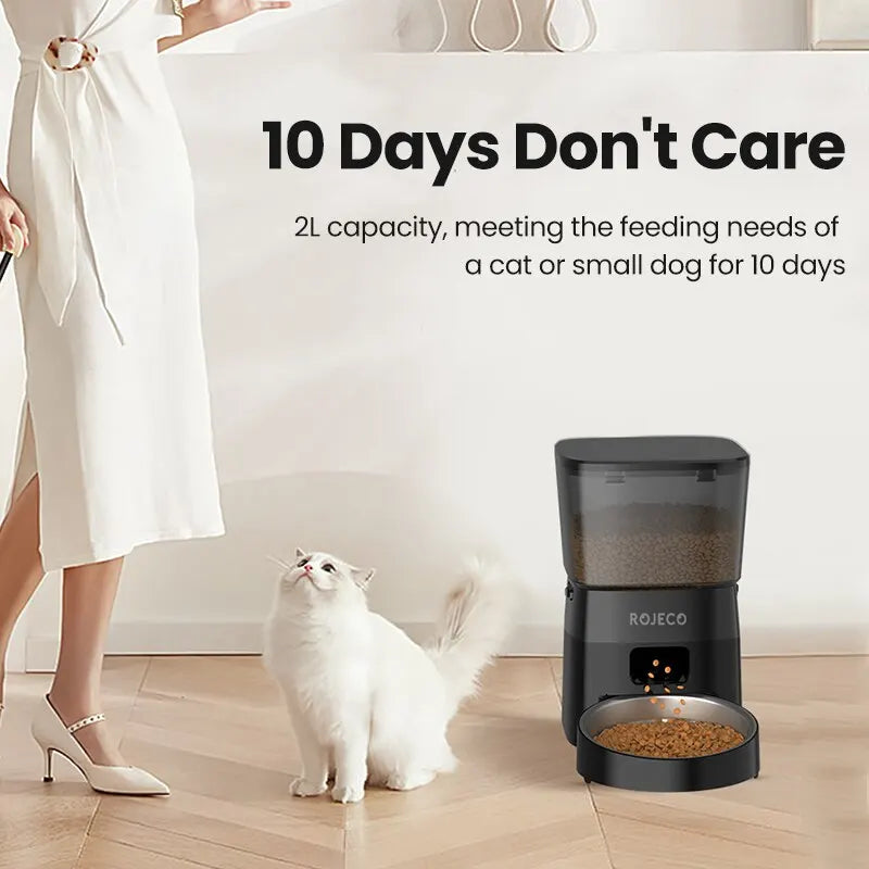 ROJECO Smart Automatic Pet Feeder – Dry Food Dispenser for Cats & Dogs