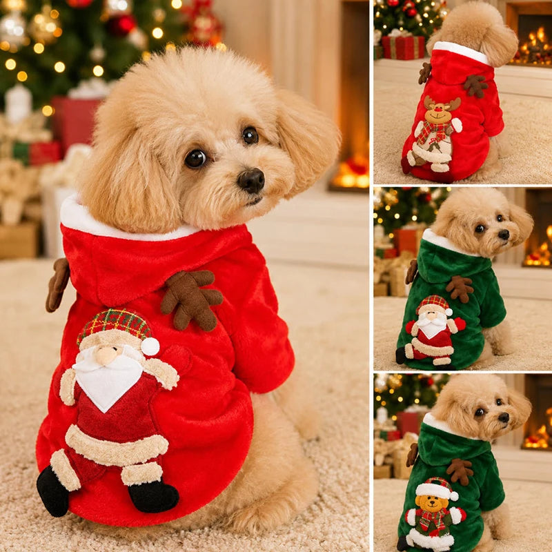 Festive Christmas Flannel Hoodie for Dogs & Cats