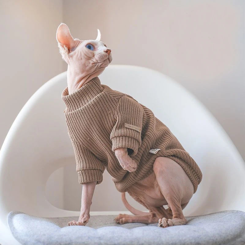 SphynxSoft™ Warm Stretch Cotton Cat Sweater