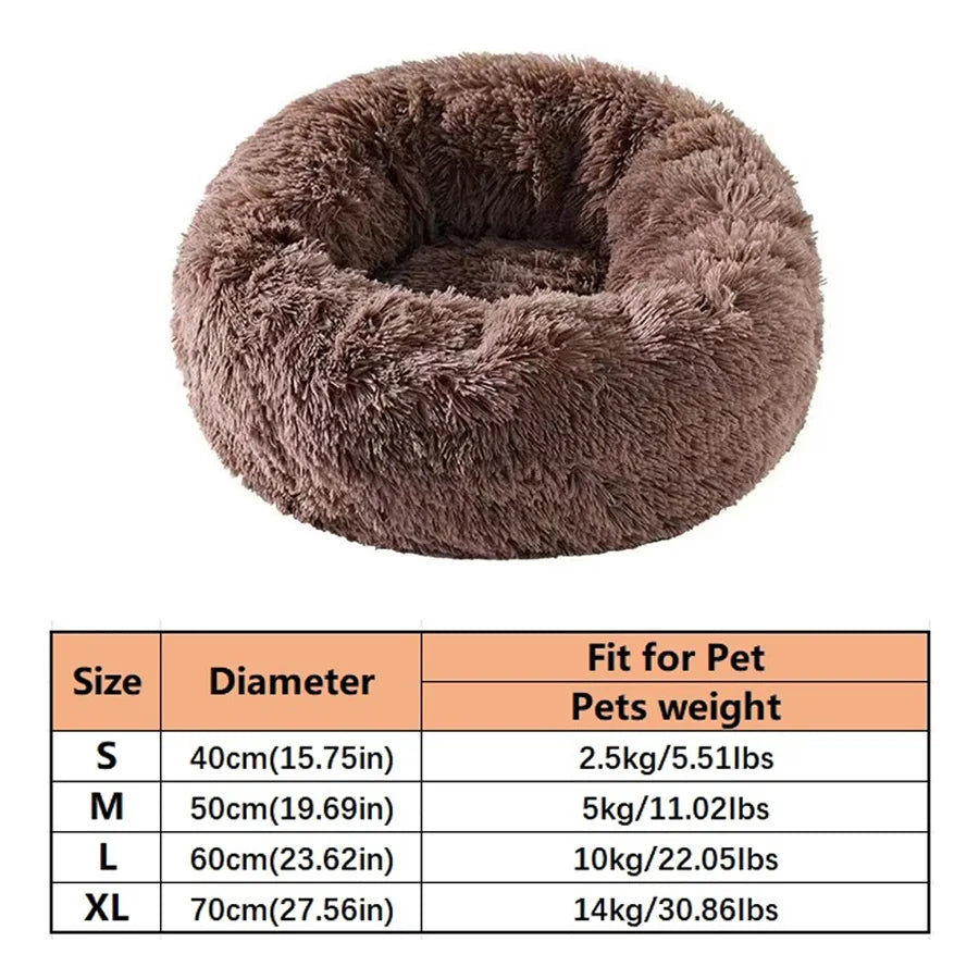 CloudDonut™ Plush Round Pet Bed – Soft Faux Fur Lounger