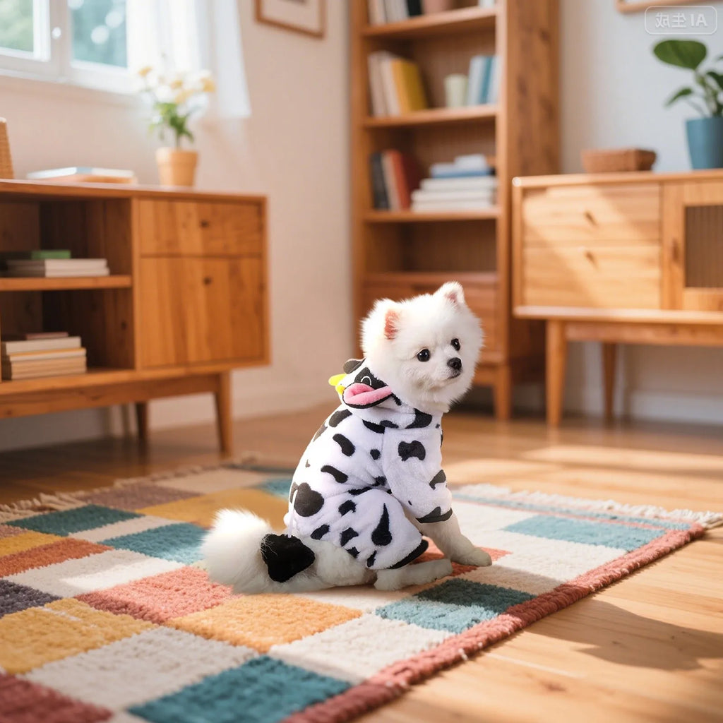 MooPaws™ Cozy Cow Dog Costume – Plush Hooded Outfit