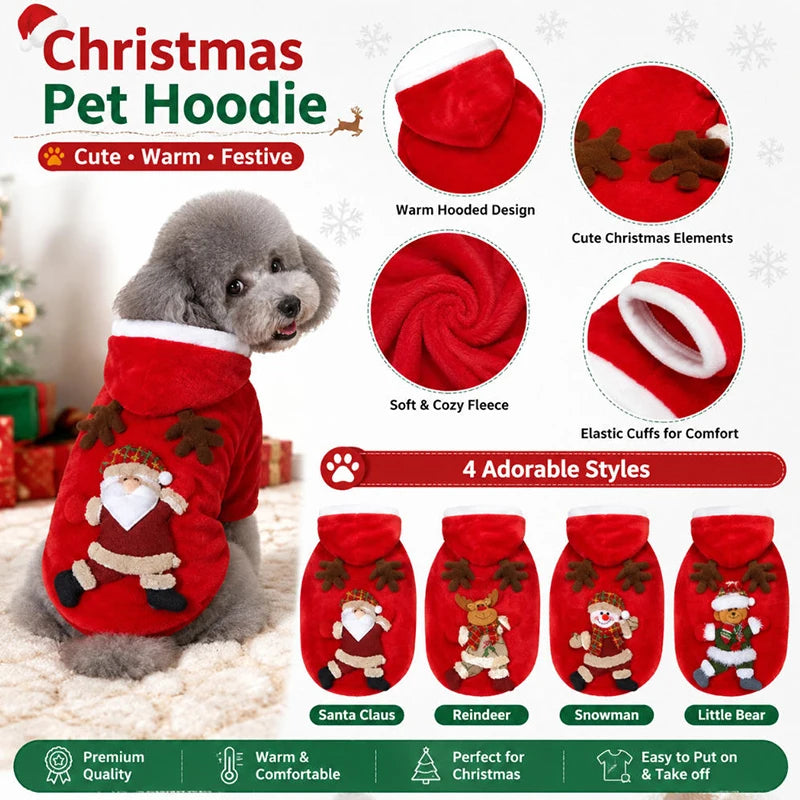 Festive Christmas Flannel Hoodie for Dogs & Cats
