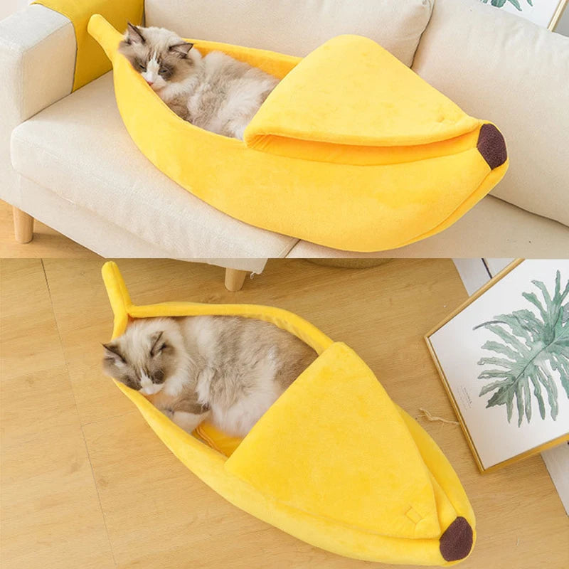 BananaNest™ Cozy Banana Pet Bed – Warm Hideaway for Cats & Dogs
