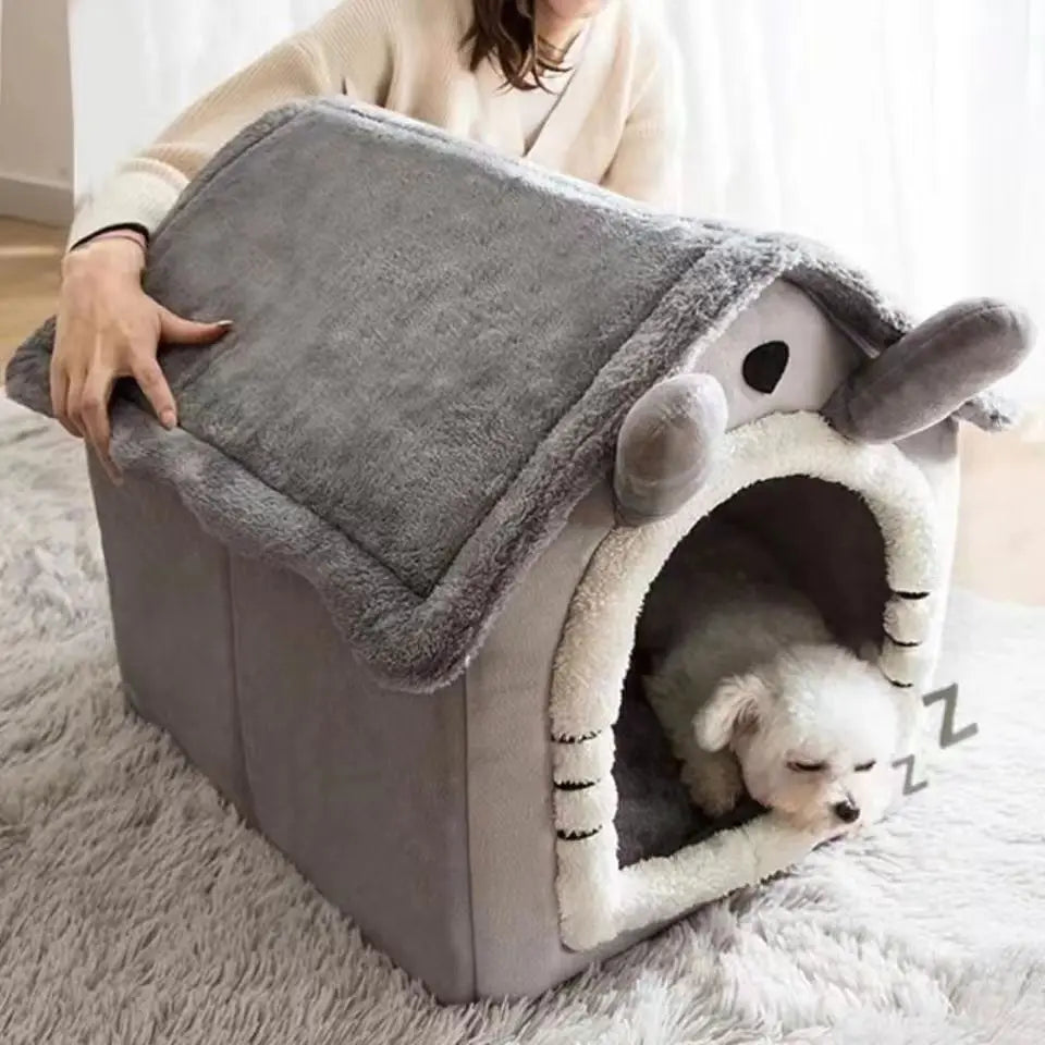 TeddyHaven™ Cozy House Pet Bed – Removable & Washable