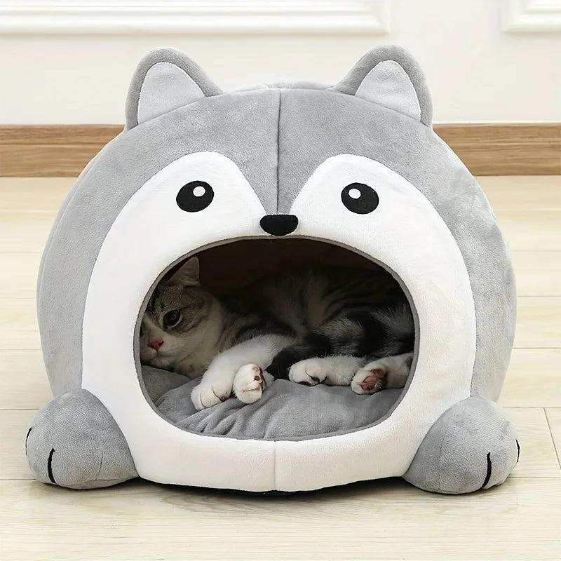 CozyToon™ Cartoon Cat Cave Bed – Soft & Snug Hideaway