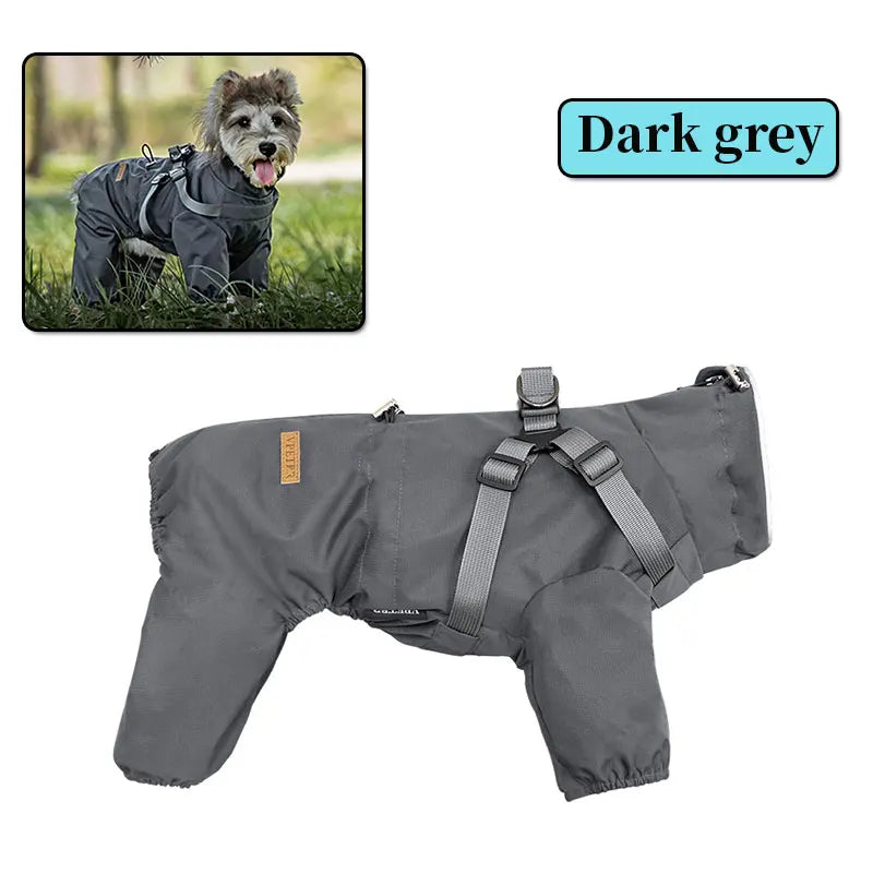 StormShield™ Waterproof Dog Jacket with Built-In Harness