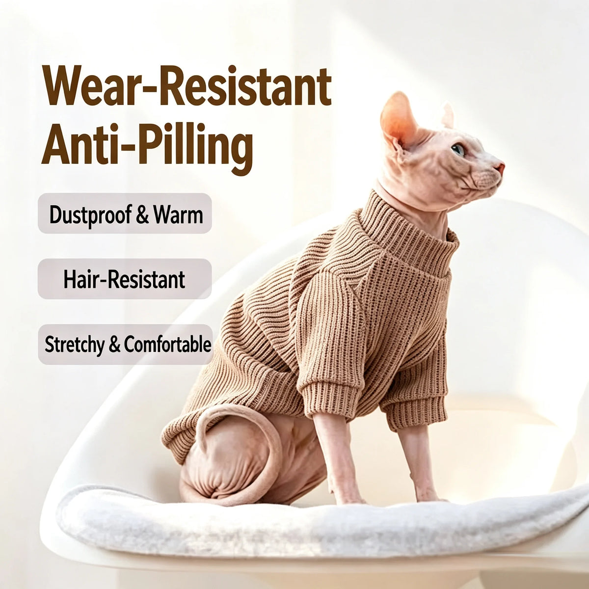 SphynxSoft™ Warm Stretch Cotton Cat Sweater