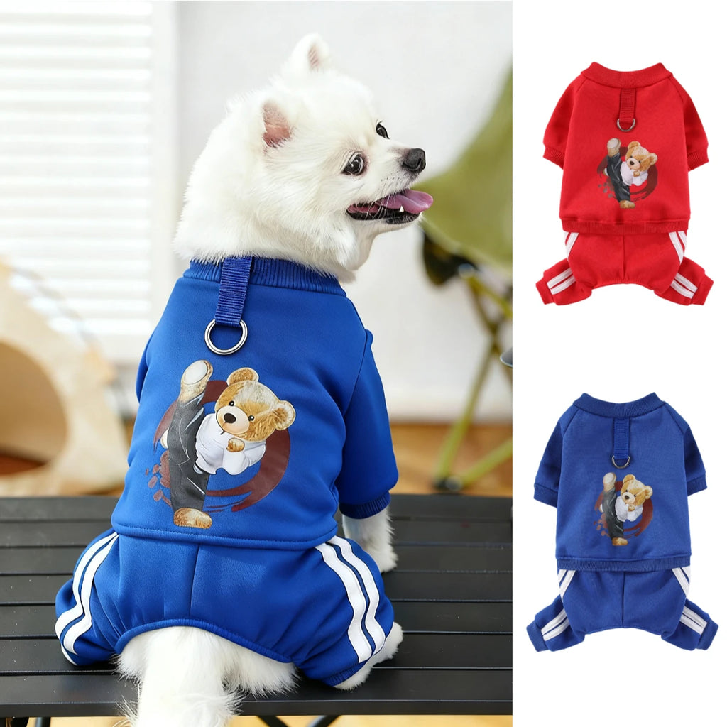 Cozy Fleece Hooded Jumpsuit for Dogs & Cats