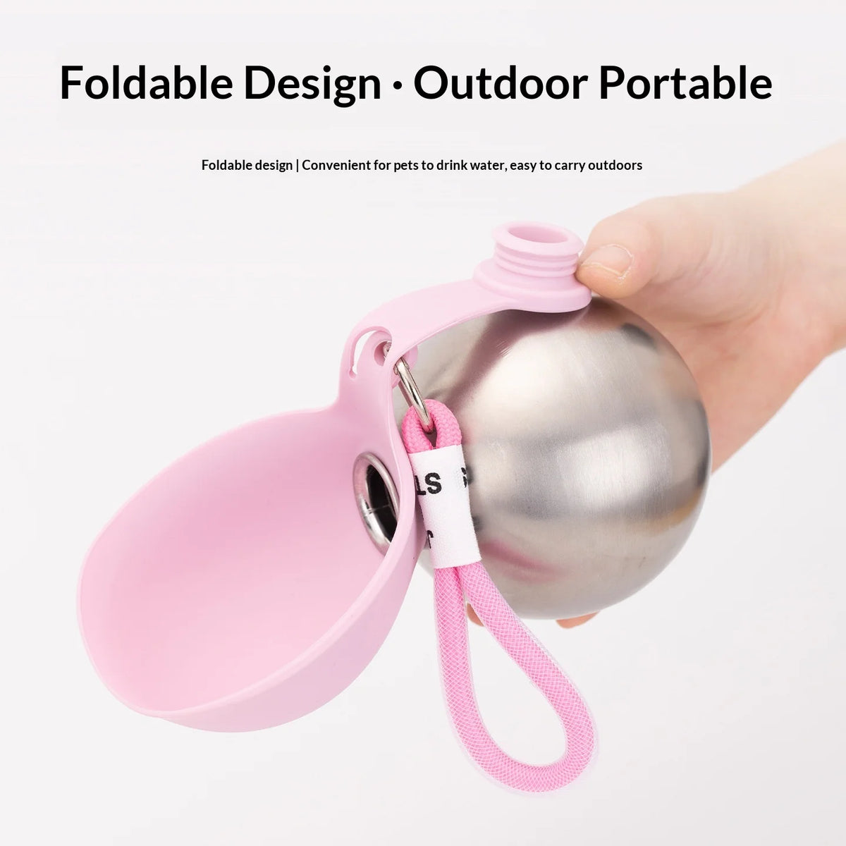 AquaTrail™ Stainless Steel Pet Water Bottle with Foldable Bowl