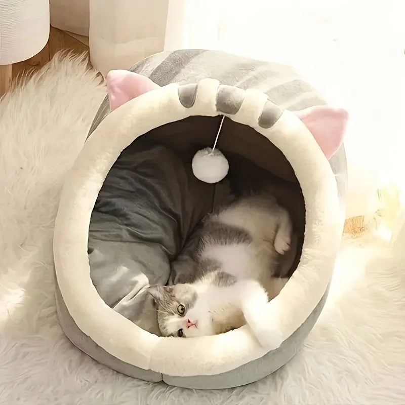 PurrNest™ Cozy Cat House Bed – Soft & Warm Cave