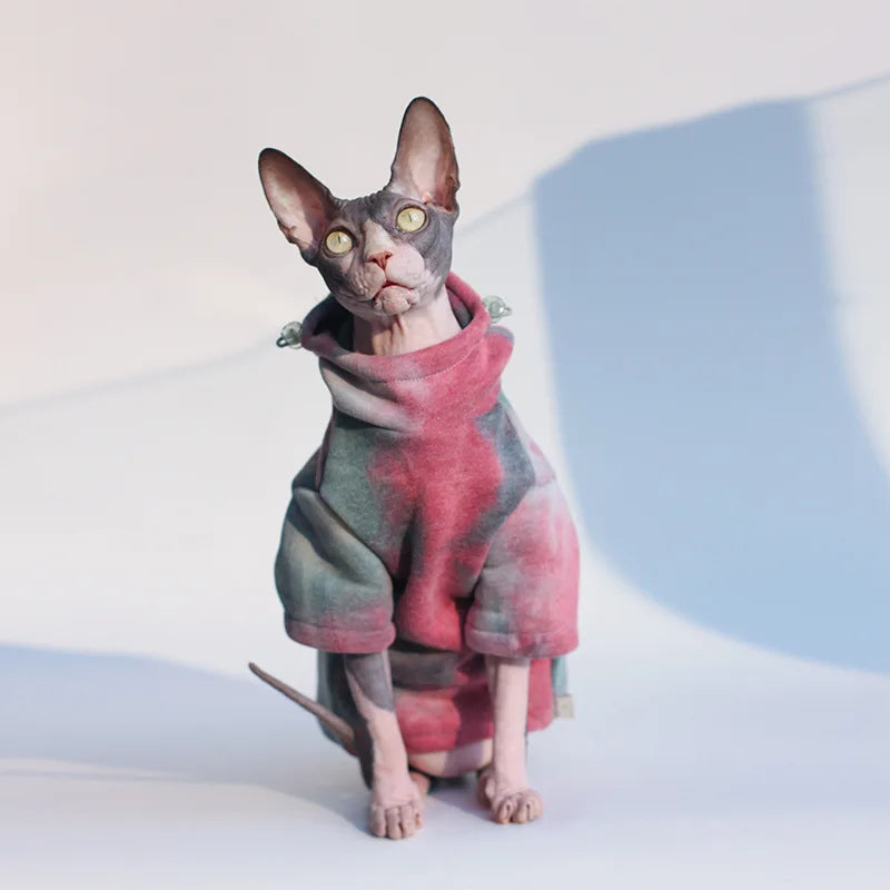DUOMASUMI Cozy Fleece-Lined Cat Hoodie – Warm Sphynx Jacket