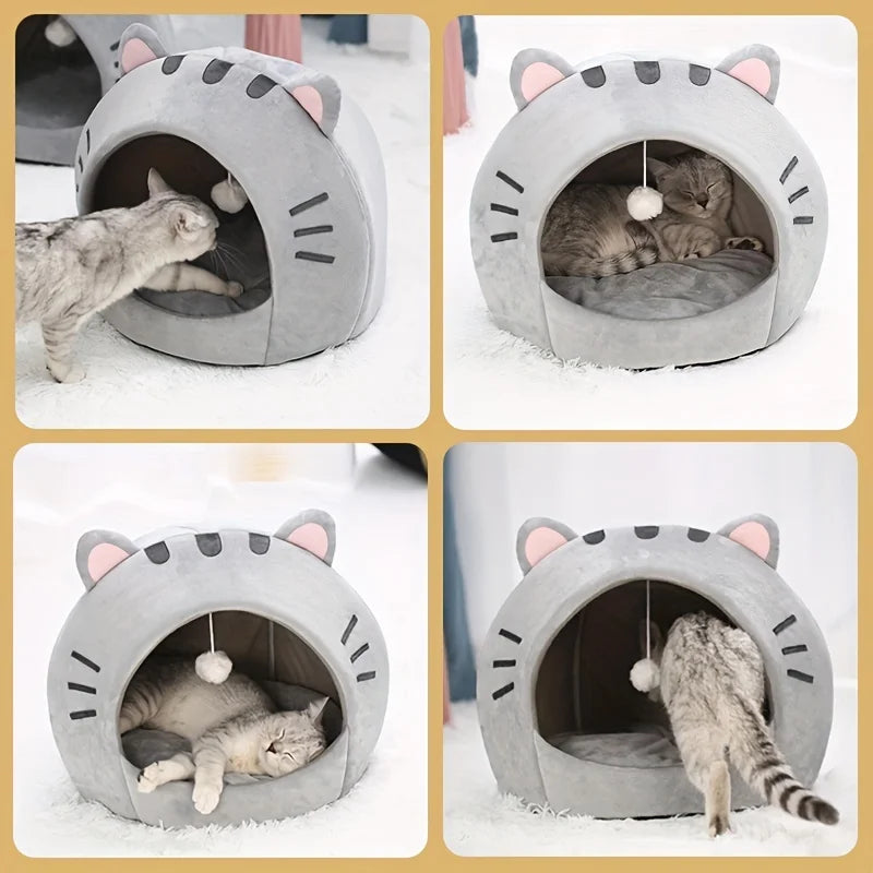 CozyToon™ Cartoon Cat Cave Bed – Soft & Snug Hideaway