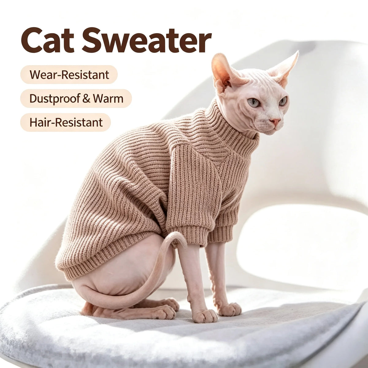 SphynxSoft™ Warm Stretch Cotton Cat Sweater